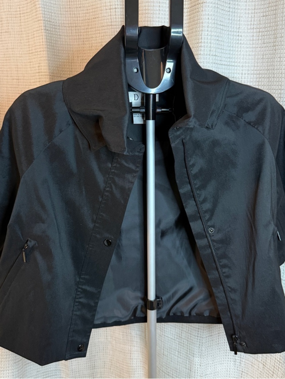 David and Young Black Women's Satin like Jacket with Zip Pockets